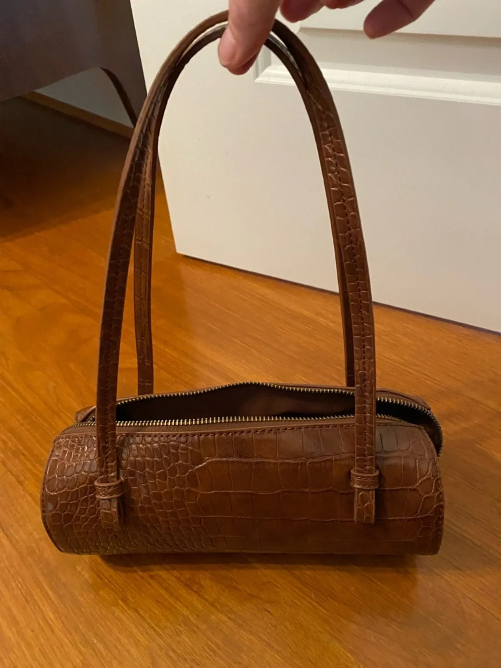 Anthropologie Croc-Embossed Mini Barrel Bag - Picture 6 of 9